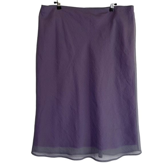 Banana Republic Made in Italy Silk Blend Purple Midi Skirt Womens 14 - Picture 1 of 5